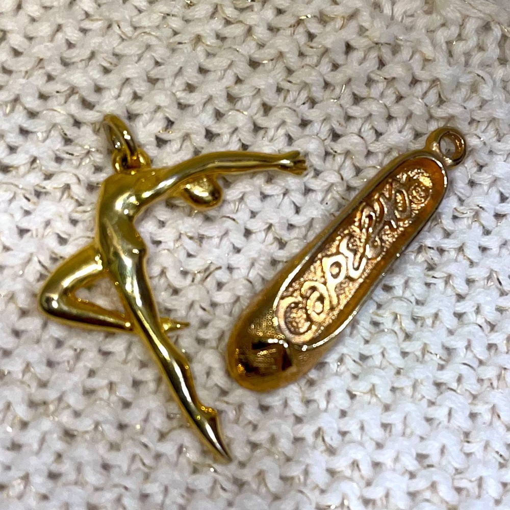 Gold Ballet Charm Capezio pendant necklace ballerina dance slipper girl jewelry